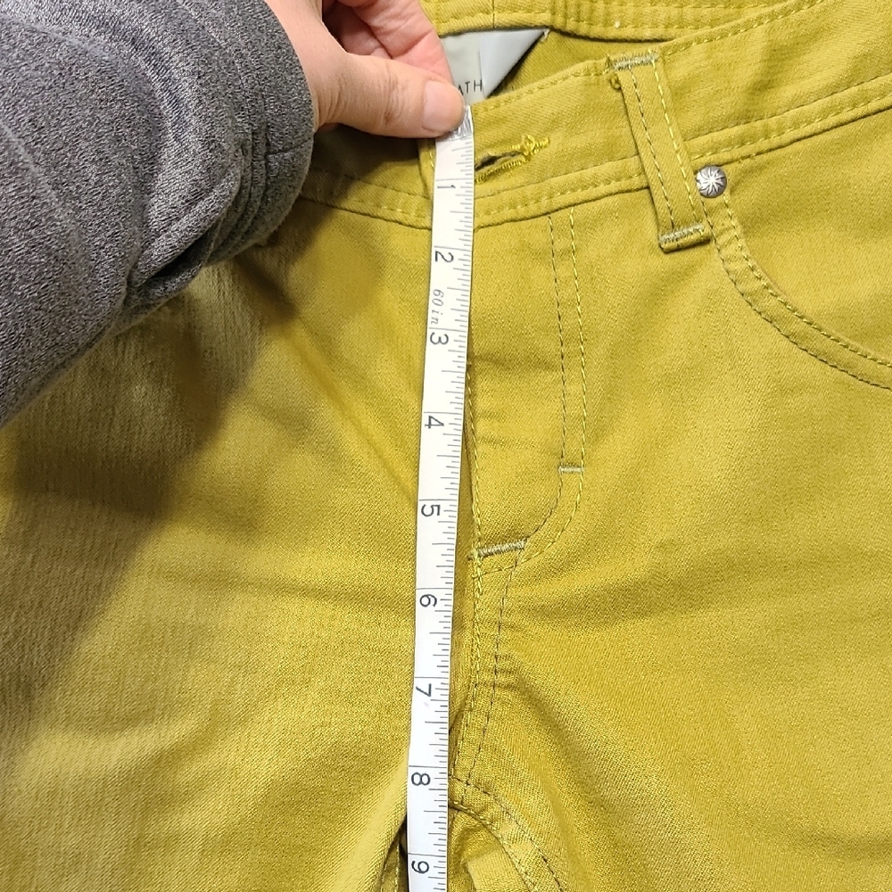 Athleta Green Moss Cropped Denim Hiking Pants, Pink Pockets. Size 6 - Picture 10 of 11